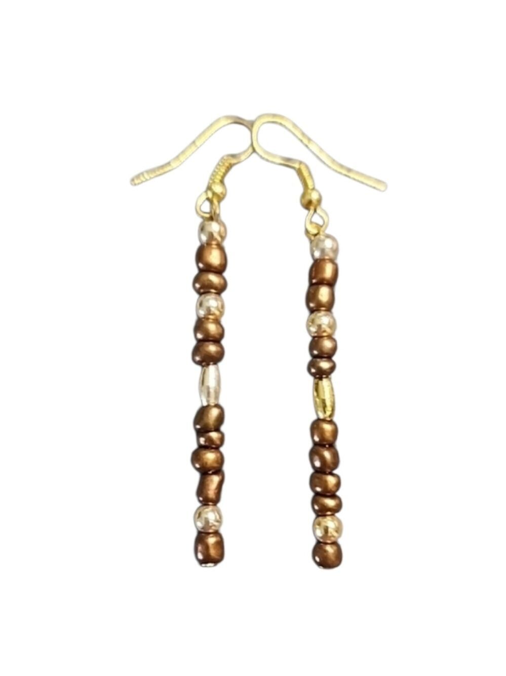 💥4 for $20💥Brown and Goldtone Beaded Earrings